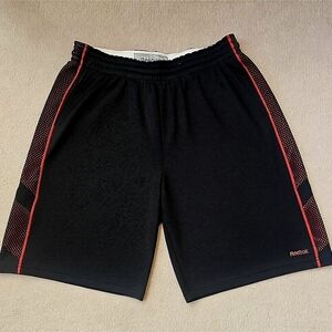 Reebok Men’s Black Athletic Shorts with Red Side Piping